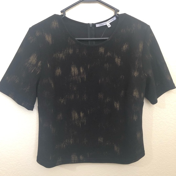 COLLECTIVE CONCEPTS Large (fits small) Short Sleeve Knit Top Black NWOT - Picture 2 of 12